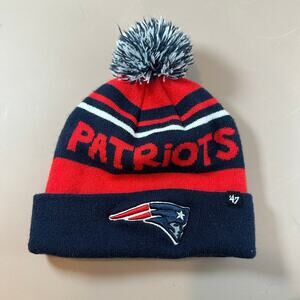NE Patriots Pats New England Beanie Pom Winter Hat Youth Kids '47 Boys